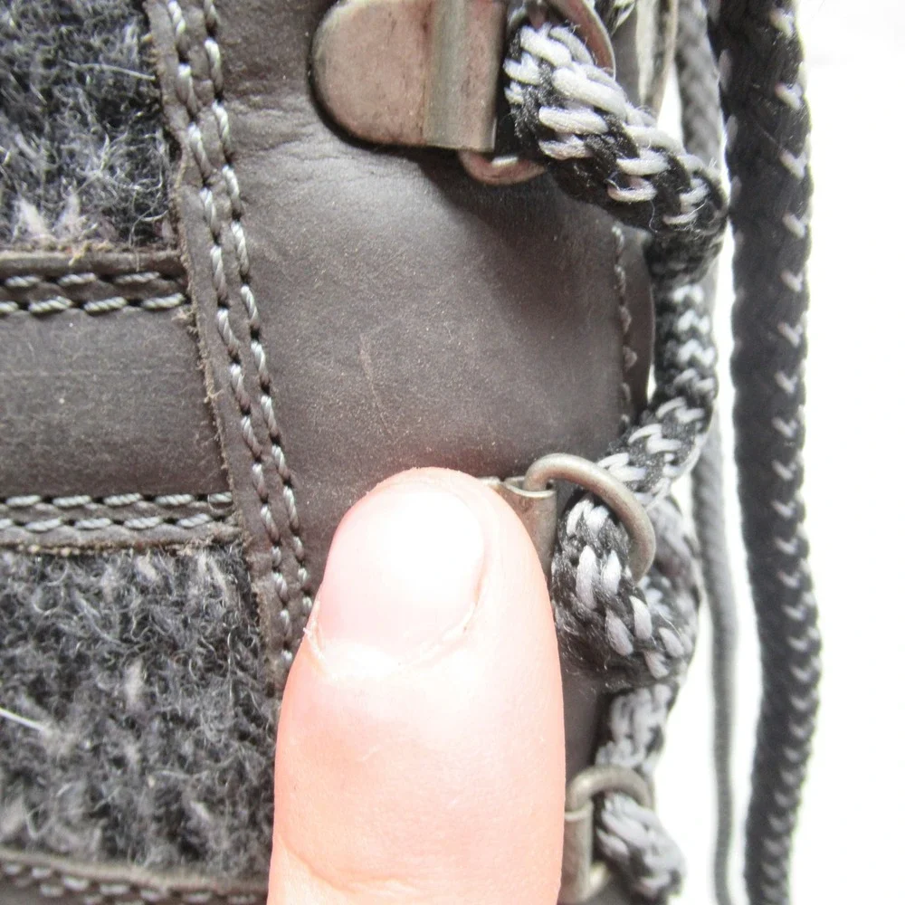 Holding Women 8.5 Lace Up Boots Grey Tall‎ Faux Fur Lined Casual Winter EU39
